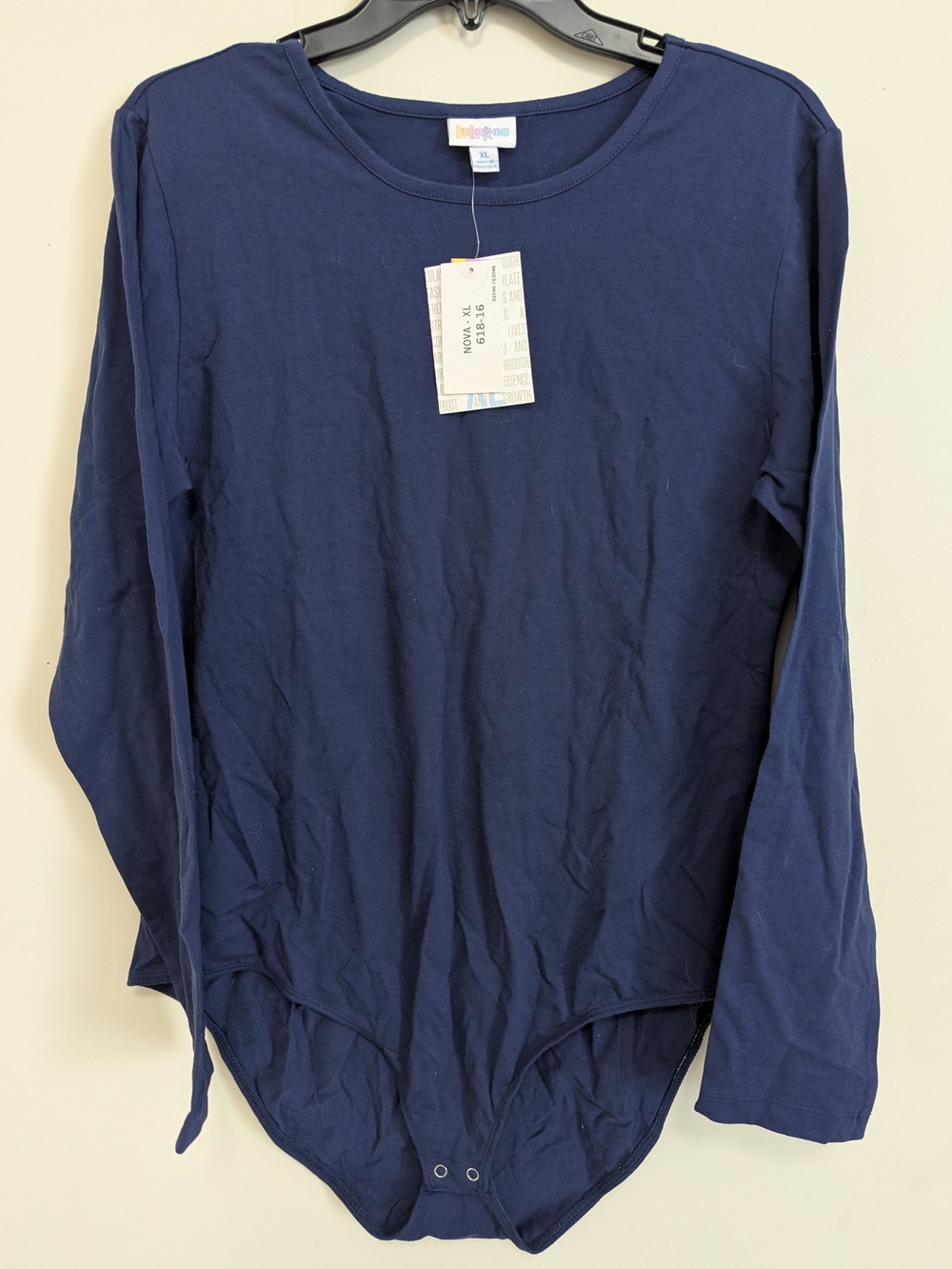 LuLaRoe Nova Navy Long-Sleeve Crew Neck Bodysuit